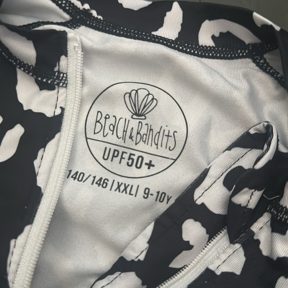 Black/White Leopard Girls Bathing Suit - Picture 2 of 5